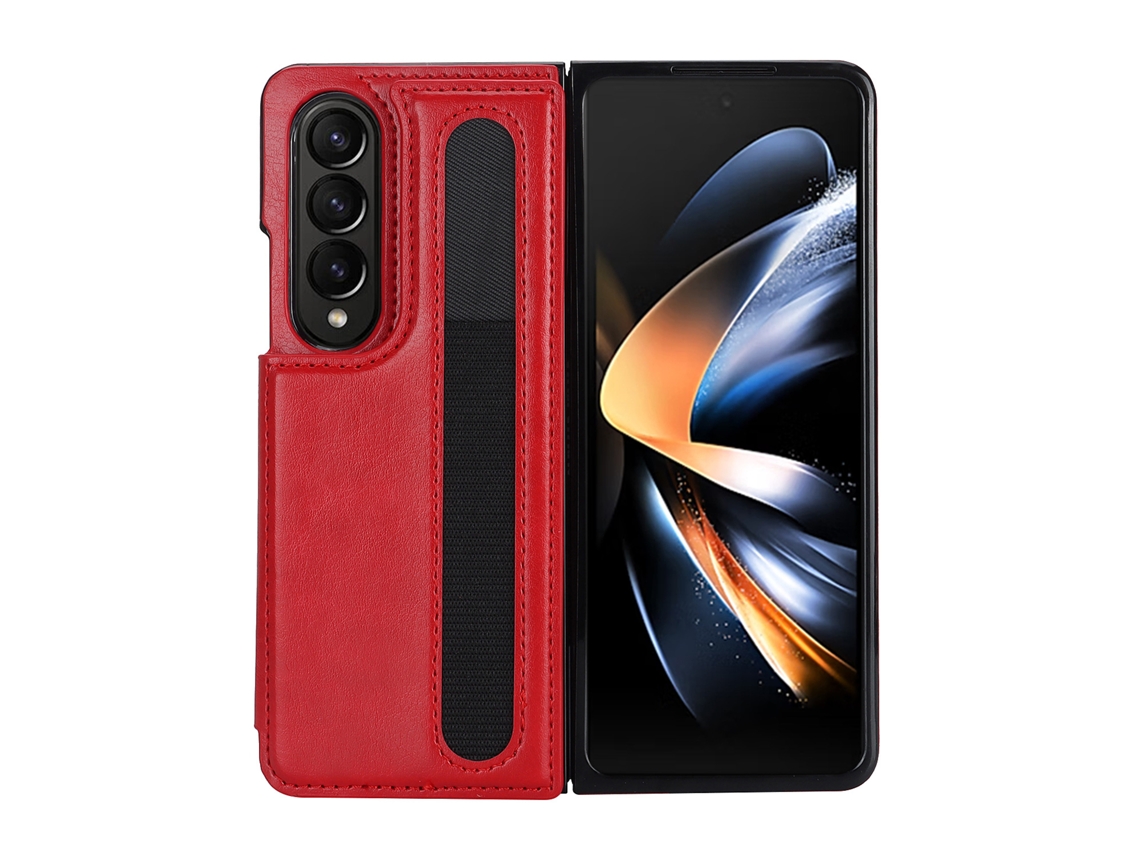Capa Para Samsung Galaxy Z Fold6, Em Couro Pu, Com Porta-cartões. Vermelho Czhhmart