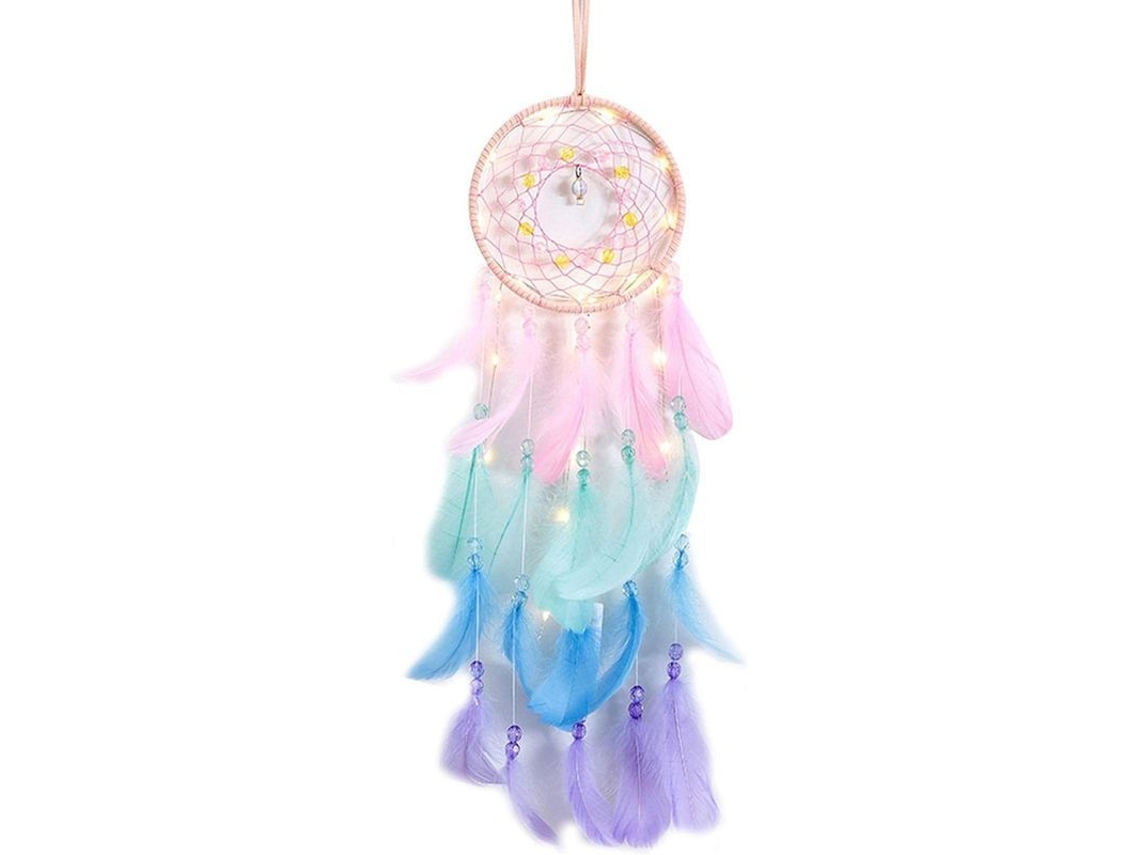 Caçador De Sonhos Com Luzes Led, Decoração De Parede, Artesanato Feito À Mão, Presente De Boa Sorte