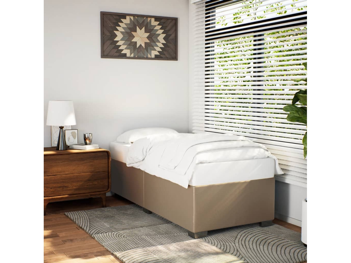 Vidaxl Estrutura De Cama 90x200 Cm Couro Artificial Cappuccino