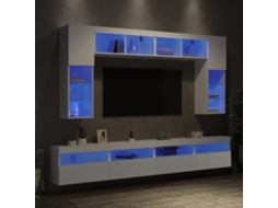 Vidaxl 8 Pcs Conjunto De Móveis De Parede Para Tv Com Luzes Led Branco