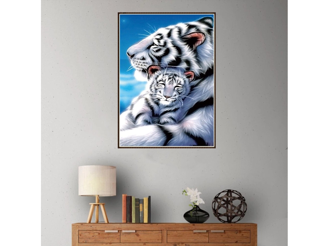 Kit De Pintura Com Strass 5d Tigre Bordado Diy Decoracao De Parede