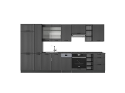 Cozinha Fame Line, 355cm Sem Pt, Cinza Escuro, Antracite, Vicco