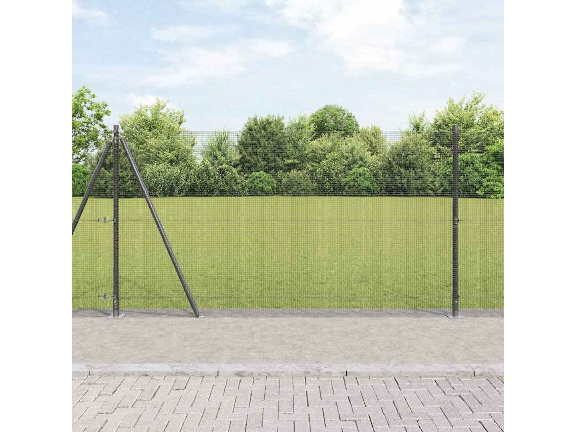 Vidaxl Cerca De Arame Soldado Com Base De Concreto 50 X 1,2 M Cinzento