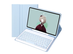 Capa De Couro Para Ipad Air 5 10.9 2022 Com Teclado Bluetooth E Keycaps Redondas Destacável Layout Pt
