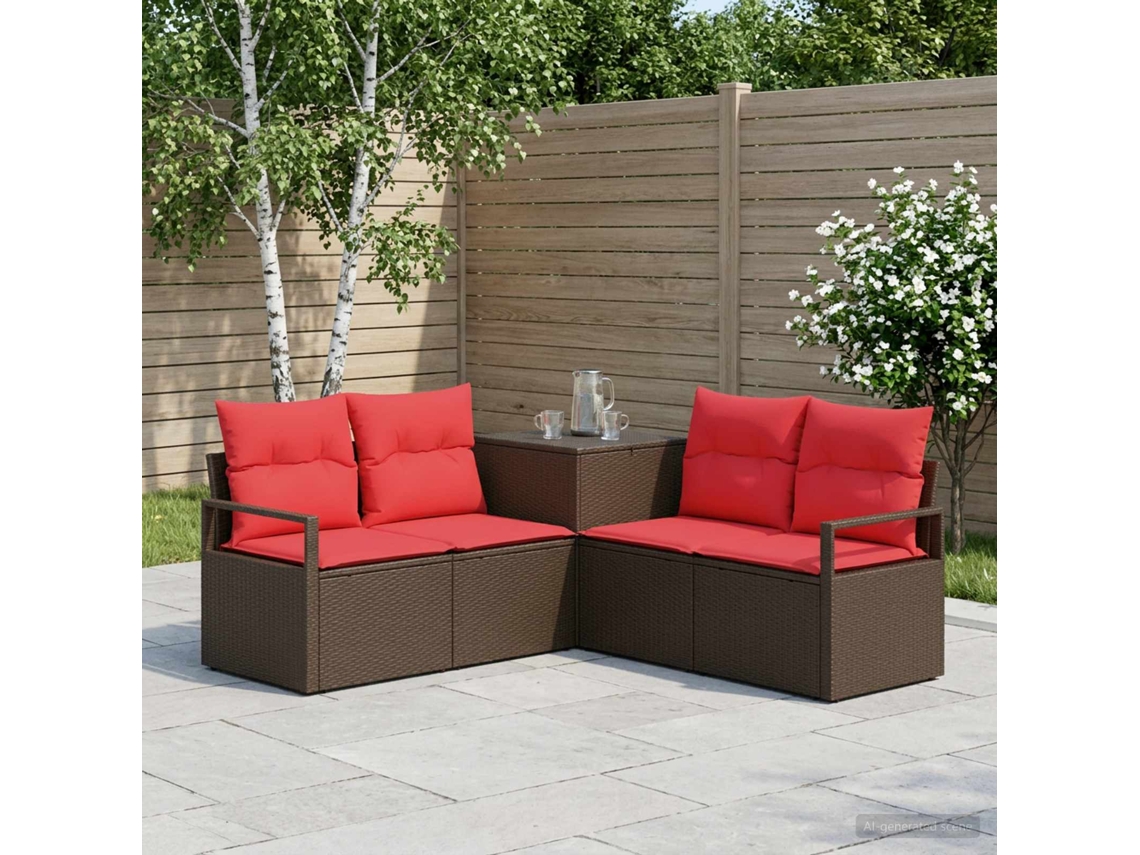 Vidaxl Conjunto De Sofás 5 Unid. Marrom E Vermelho