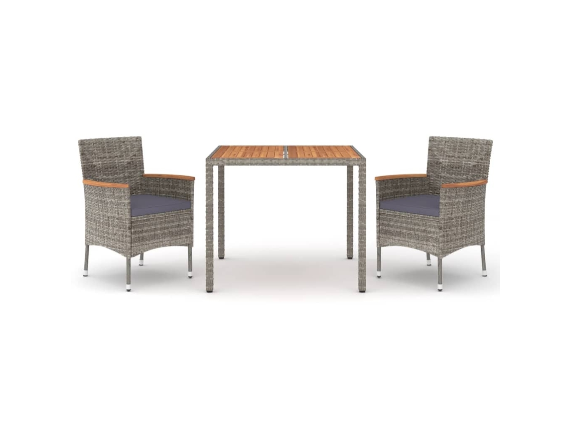 Garden Dining Set, Garden Dining Sets Vidaxl Cinzeto Rattan / Vime (90 Cm Table Length)