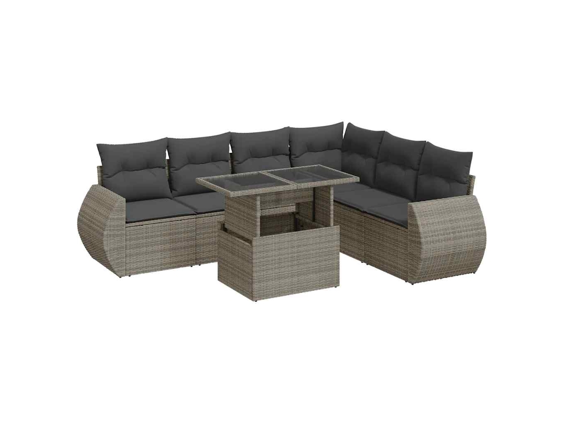 Conjunto de 7 Sofás para Jardim com Almofadões Vime Pe Cinzento MAISON EXCLUSIVE (7 pcs)