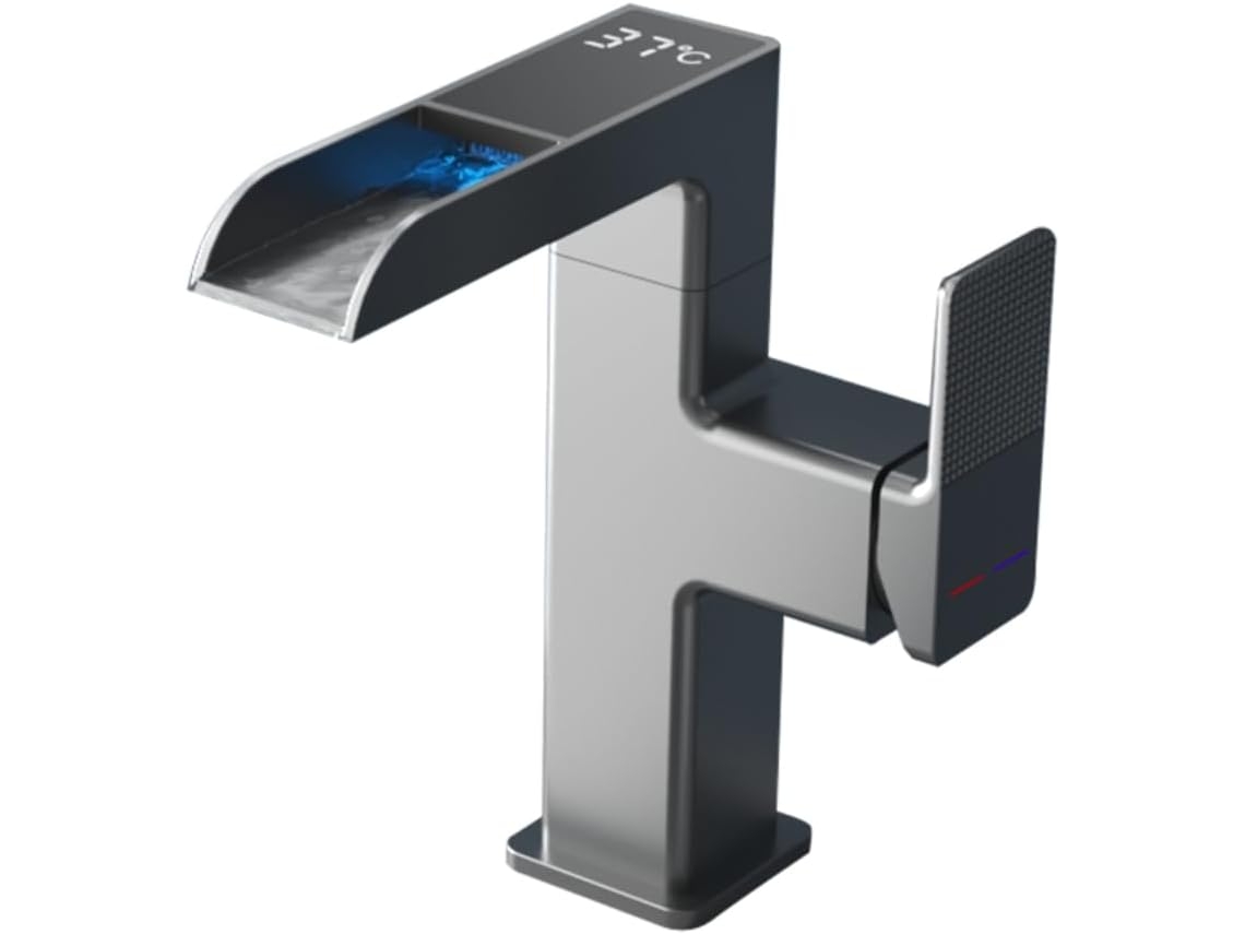 Torneira Cascata Com Iluminação 360°, Led E Visor Digital.