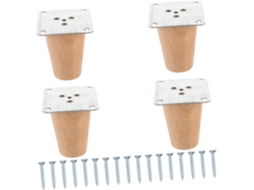 Conjunto De 4 Pés Madeira Maciça Cônicos Para Mesa Jantar Gatuida