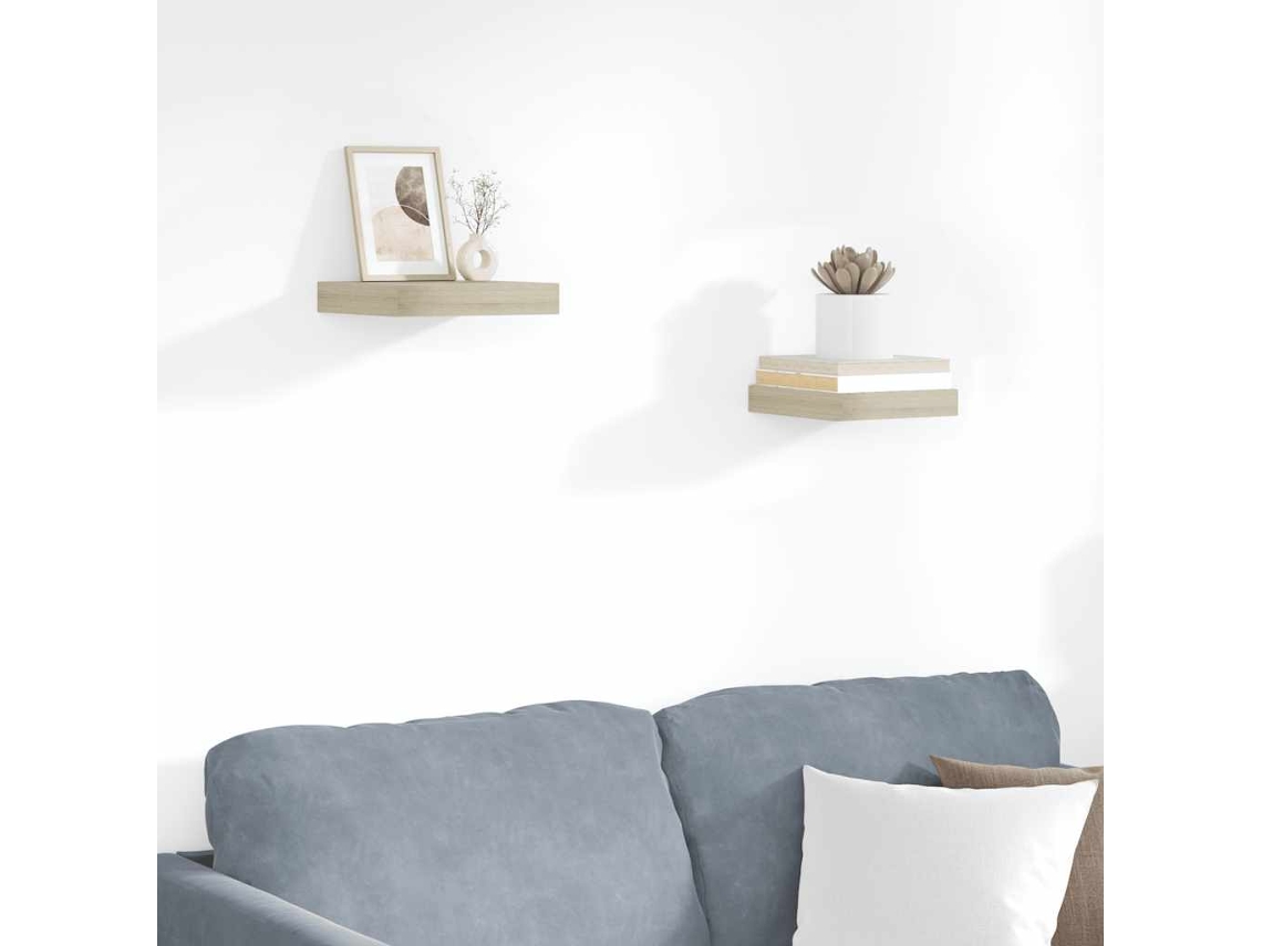Vidaxl Prateleiras De Parede Suspensas 2pcs 23x23,5x3,8cm Mdf Carvalho