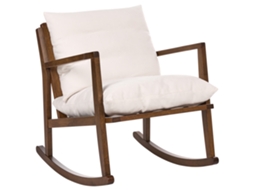 Mecedora Beliani Kjevik De Madera De Caucho Beige 65x75x75