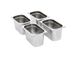 vidaXL Recipientes gastronorm 4 pcs GN 1/4 150 mm aço inoxidável