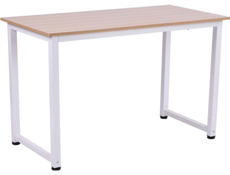 HOMCOM Mesa de computador para casa o oficina com os pés ajustáveis mobiliário de escritório simples 120x60x76cm carga 100 kg armação de metal