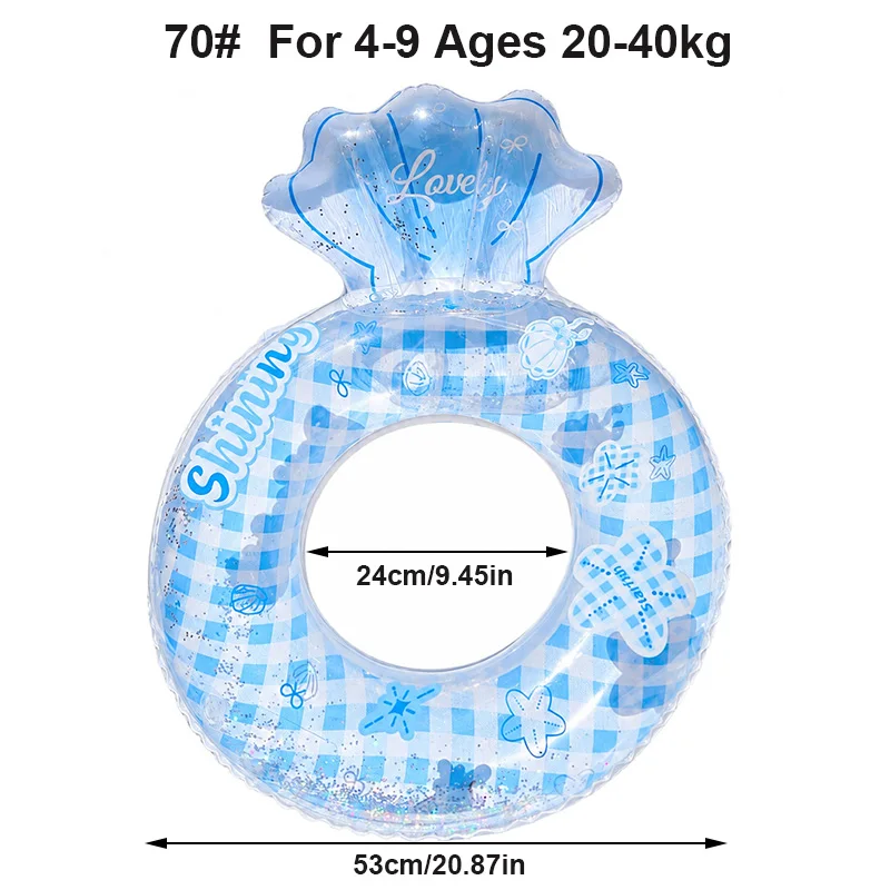 (70-azul) 1 Boia Inflável Em Formato De Concha Para Piscina, Elegante Boia De Natação Em Malha Com Lantejoulas