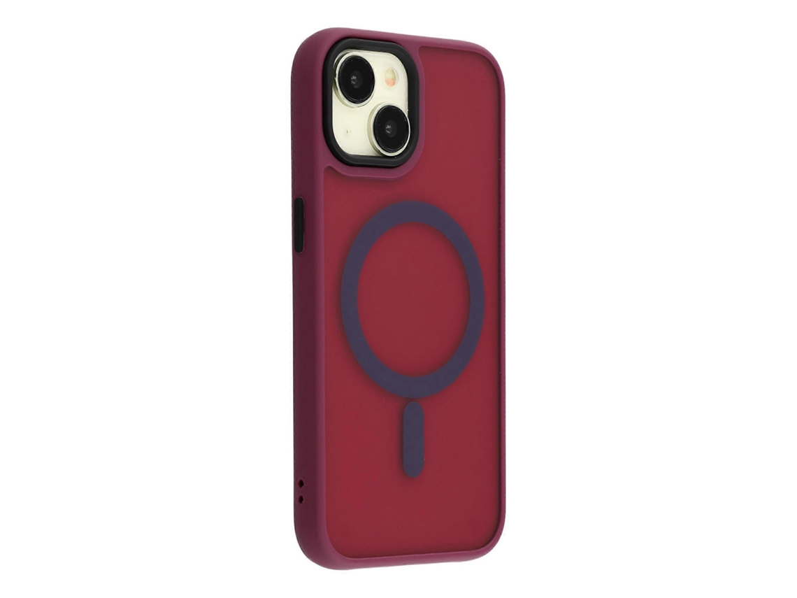 Capa Tkdaddy Para Iphone 15 Compatível Com Magsafe Skin-touch Pc Capa De Tpu Vinho Vermelho