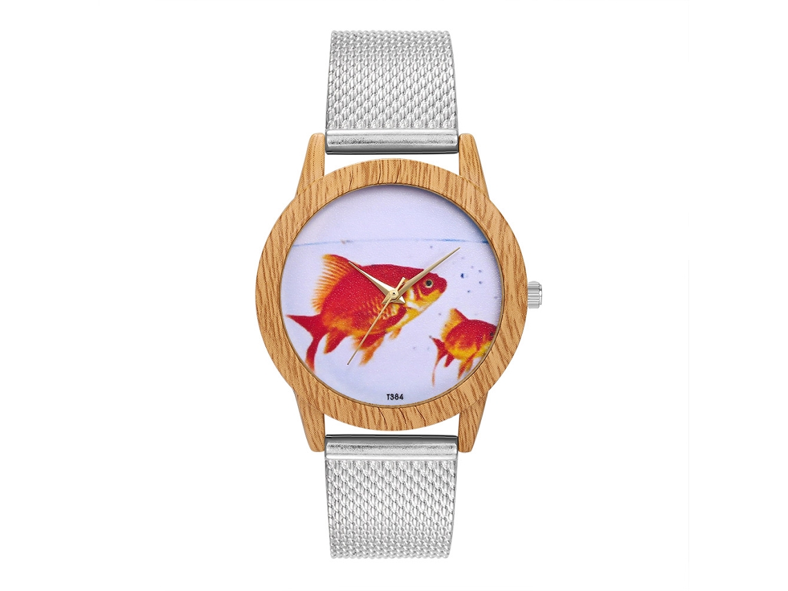 Reloj De Pulsera De Cuarzo Unisex Con Malla Y Patrón Animal Zhoulianfa (plata)