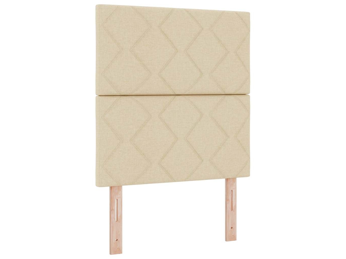 Cama De Solteiro | Camas Para Quarto | Cama Box Com Colchão Com Led Creme 80 X 200 Cm Tecido