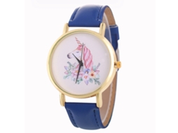 Reloj De Mujer Casual Con Movimiento De Cuarzo Y Correa De Cuero Pu Azul