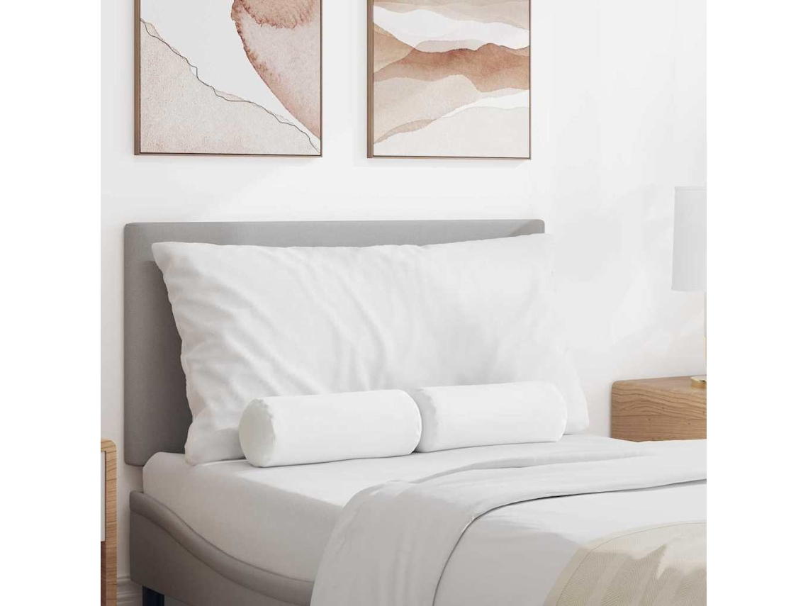 Vidaxl Almofadas De Apoio 2 Unid. Tecido Branco Ø 15 X 40 Cm