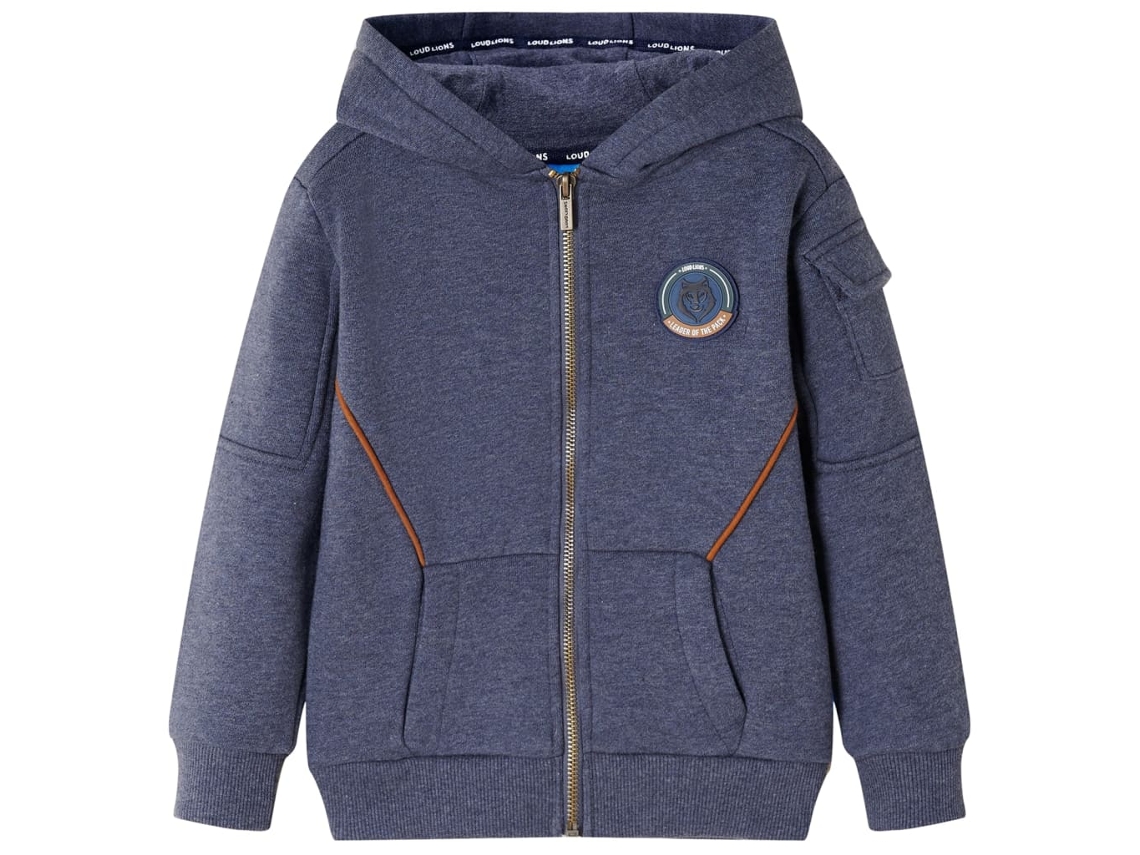 Sweatshirt Para Criança Com Capuz E Fecho Azul-escuro Mesclado 92