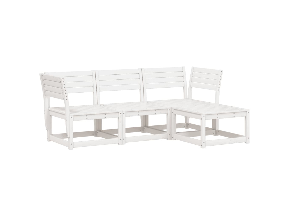 Conjunto de 4 Lounge de Jardim Madeira de Pinho Maciça Branco MAISON EXCLUSIVE (4 pcs)