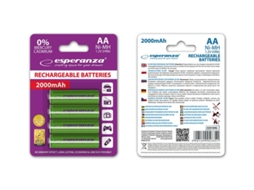 Pilhas Aa ESPERANZA 2000mah para Celulares, Controles Remotos e Tocadores de Música. (4 Unidades)