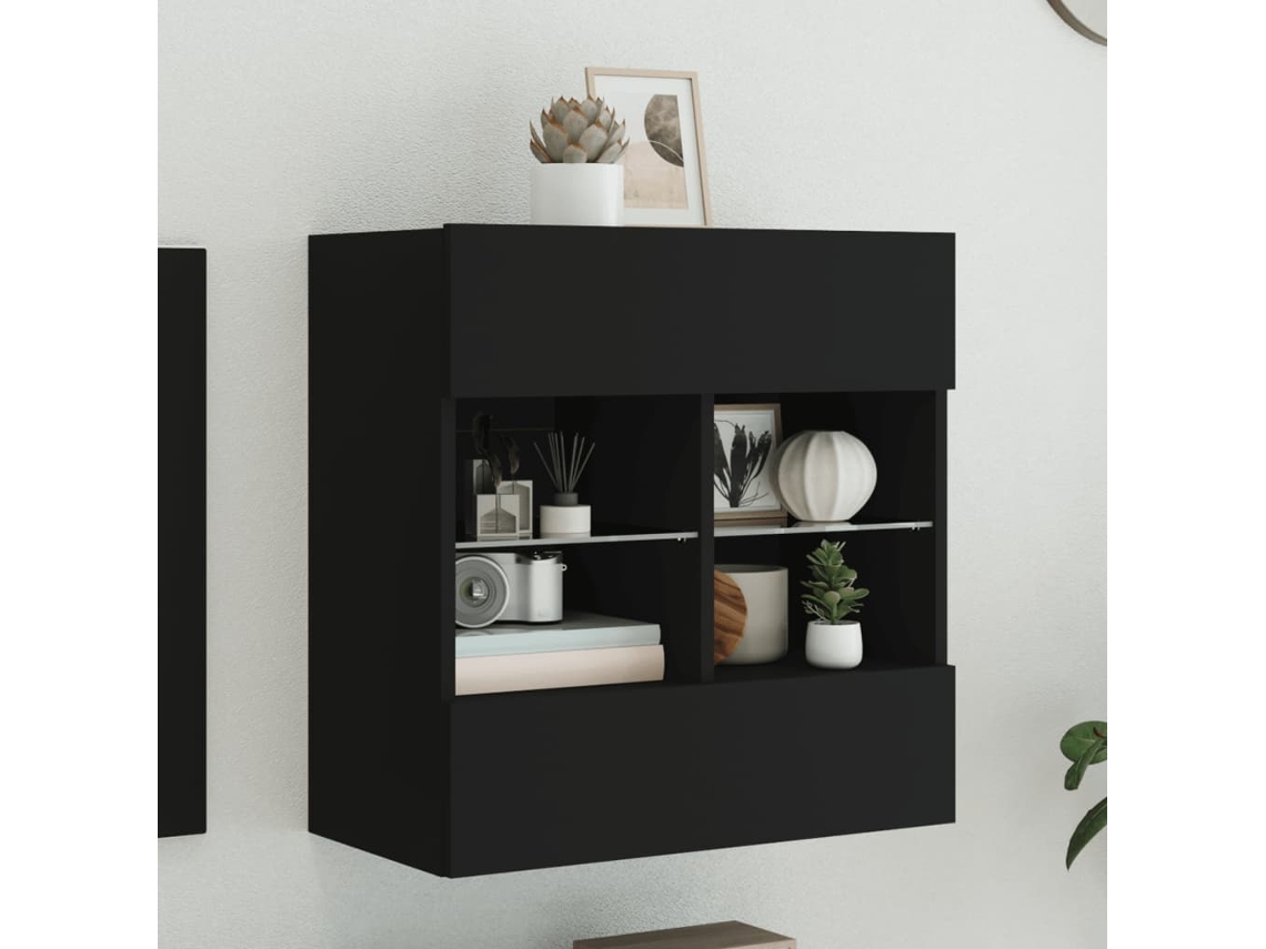 Vidaxl Móvel de Parede para Tv com Luzes Led 58,5x30x60,5 Cm Preto