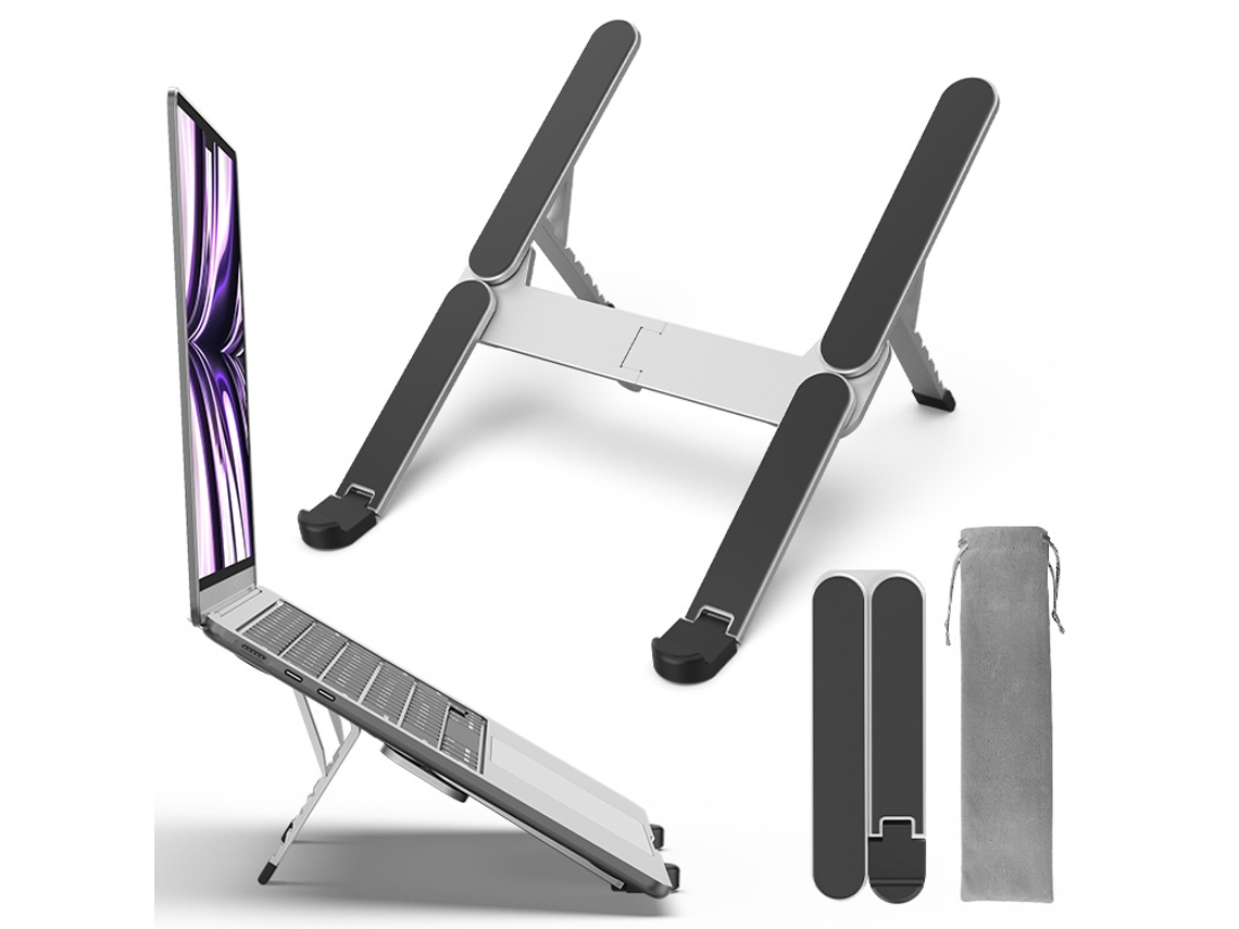 Suporte Para Portátil Ajustável Com 5 Níveis De Altura E Dobrável Com Suporte De Resfriamento (prata) Czhhmart