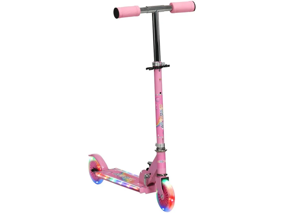 Trotinete Para Criança Metal, Pp, Plástico E Espuma Cor Rosa 67x32x65-78 Cm Homcom