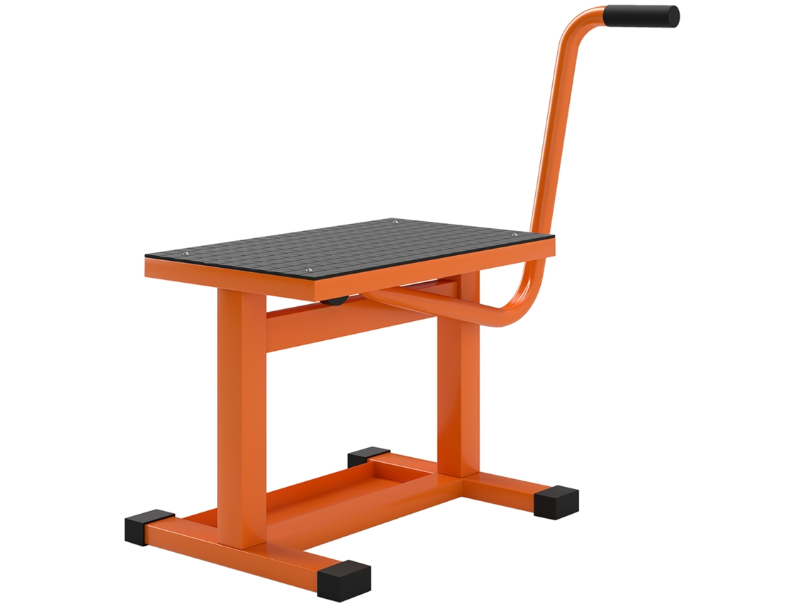 Suporte Para Motocicleta Com Capacidade Máxima De 150 Kg, Em Metal Com Superfície De Borracha E Manivela, 48x34x43 Cm, Laranja.