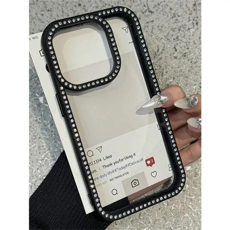 Capa Para Celular (iphone 15 Preto) Com Cobertura Total Para A Frente E Para Trás, Brilhante E Transparente.