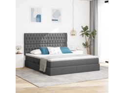 Vidaxl Cama De Armazenamento Led Com Colchão Cinzento-escuro