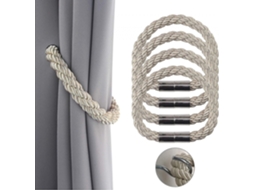 Pacote Com 4 Conjuntos De Cortinas Magnéticas Resistentes, Bege, Decorativas Aquaforge (bege)