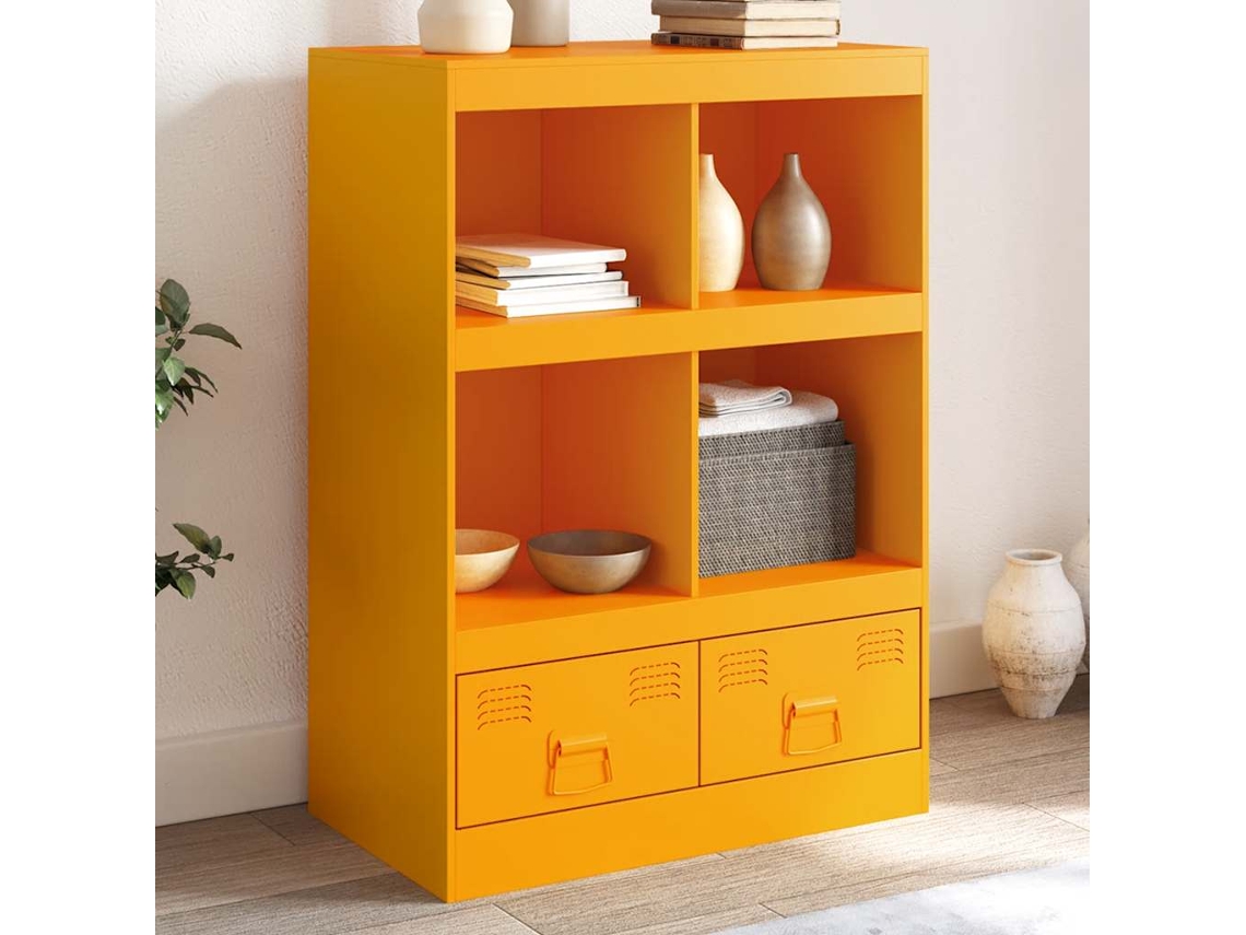 Vidaxl Aparador Alto 67x39x95 Cm Aço Amarelo Mostarda