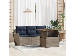 Vidaxl Conjunto De Sofá De Jardim 5 Unid. Cinzento E Azul Marinho