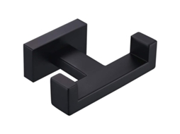Suporte duplo para toalhas, em aço inoxidável preto fosco, moderno e minimalista, para banheiro.