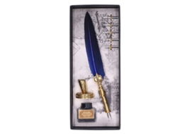 Pluma De Pluma Vintage Elegante Acero Inoxidable Suave Escritura Resistente Azul