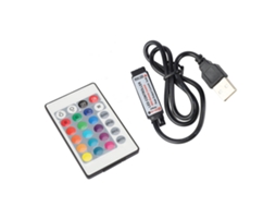 Fita de LED RGB com 24 botões, controle remoto sem fio, entrada USB de 5 V, controlador IR com efeitos de lâmpada, comprimento 0,5 m.