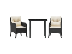 Garden Dining Set, Garden Dining Sets Vidaxl Preto Rattan / Vime (80 Cm Table Length)