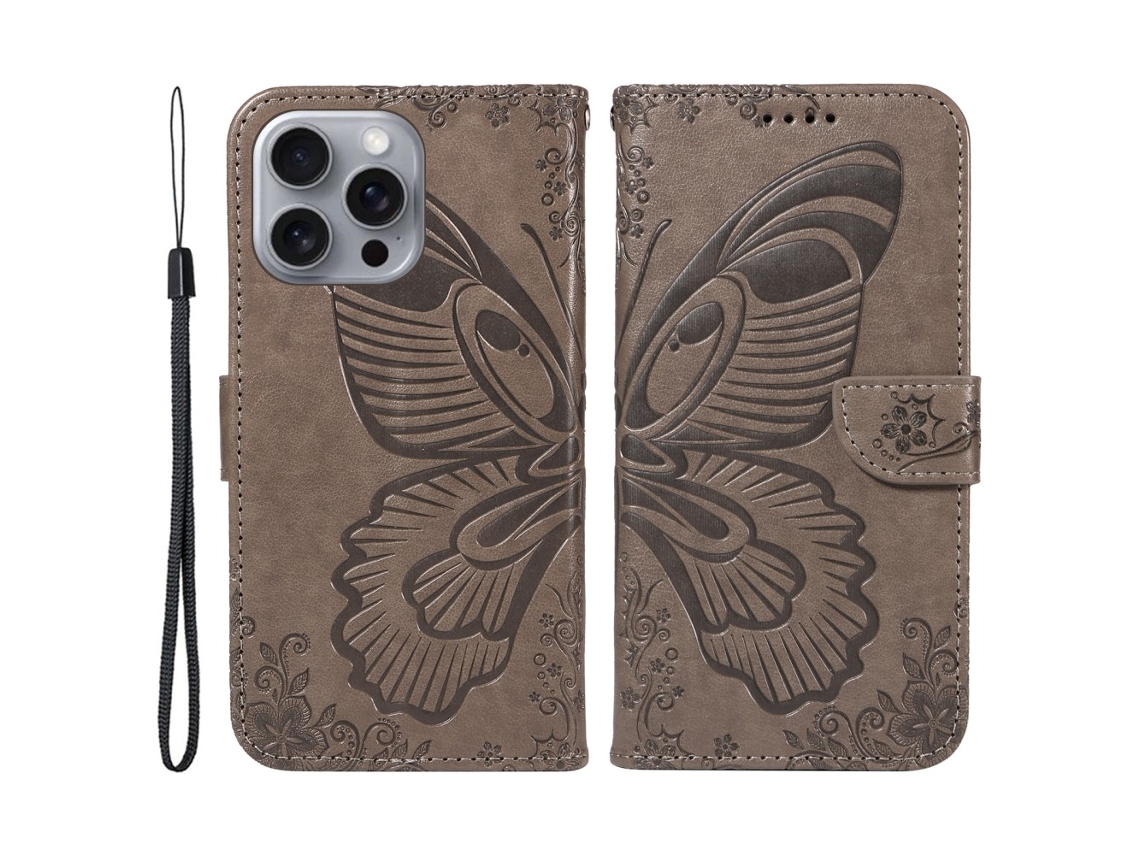 Capa Em Couro Pu, À Prova De Choque Para Apple Iphone 16 Pro Max - Cinzento