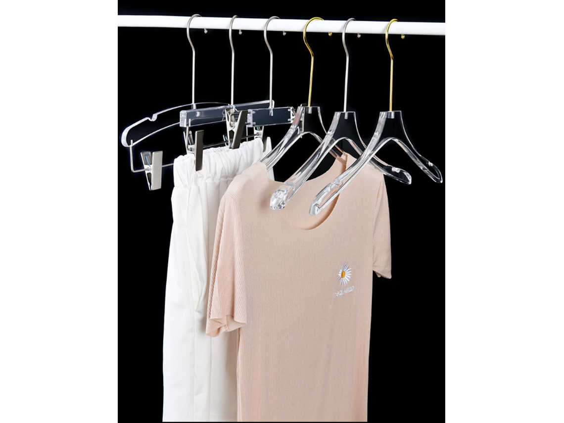 Cabides de acrílico antiderrapantes transparentes Lyx para lojas de roupas (pacote com 10)