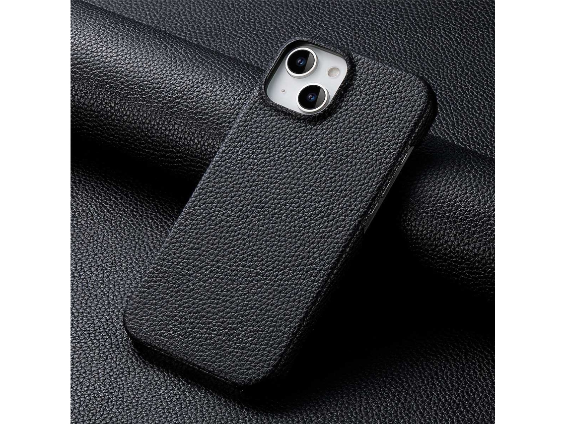Capa Para Iphone 17 Em Couro Preto, Cor Sólida E Simplicidade.