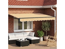Vidaxl Toldo Retrátil Amarelo E Branco 3,5 X 2 M Poliéster E Metal