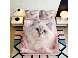 Conjunto de Cama Gato Branco Microfibra Fronha 200x25 Cm