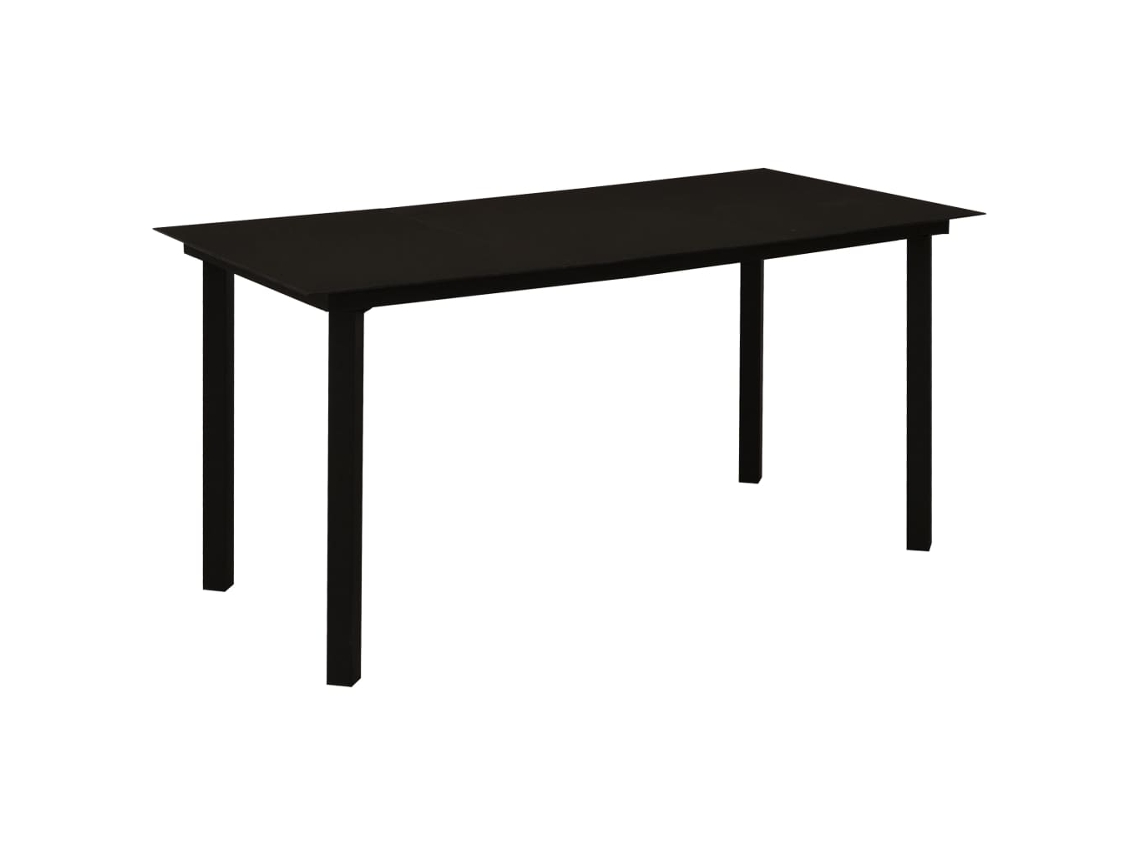 Vidaxl Mesa De Jantar Para Jardim 150x80x74 Cm Aço E Vidro Preto