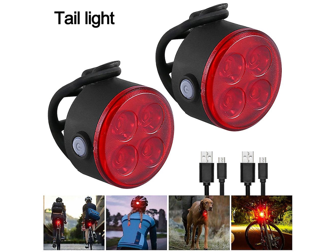 Unidades De Mini Lanterna Dianteira E Traseira Com 4 Leds, Recarregável Via Usb, Para Bicicleta. Inclui Lanterna Dianteira E Tra Aquaforge