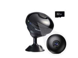 Câmera Panorâmica, Com Cartão De Memória De 32 Gb, Grande Angular De 170°, Compatível Com Android/iphone, Preta