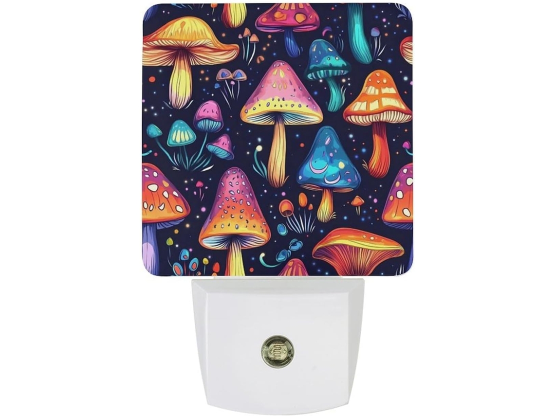 Luminária Noturna Cogumelo Psicodélico, Luminária De Parede Led Com Sensor Crepuscular