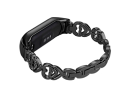 Pulseira De Metal Com Strass Para Xiaomi Mi Band 3/band 4, Preta Olysi Shop