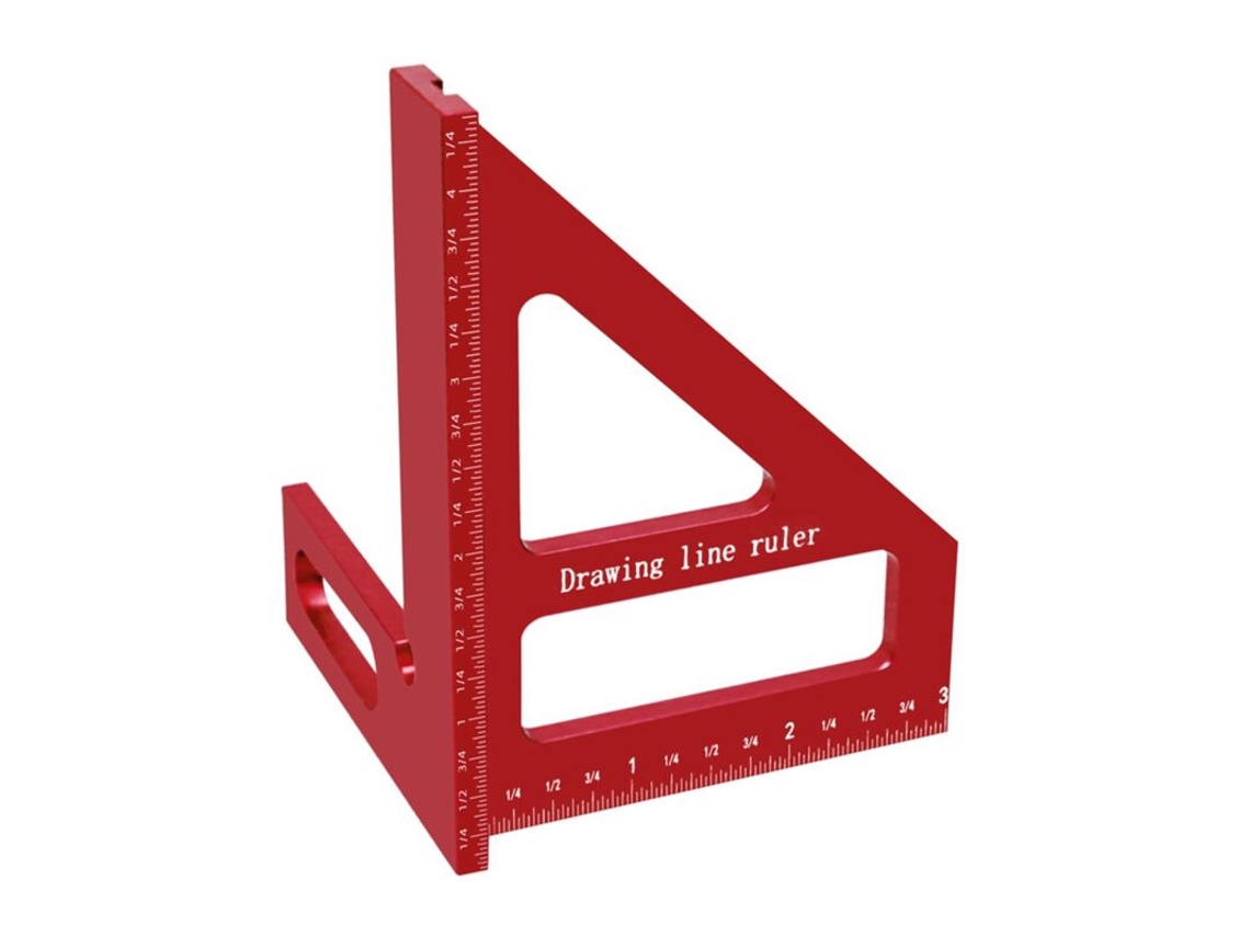 Régua Triangular De Alumínio Gehrung Para Carpinteiro, Traçador De Furos Precisão, Transferidor De Ângulos Para Marcenaria, 45/90 Graus, Vermelha
